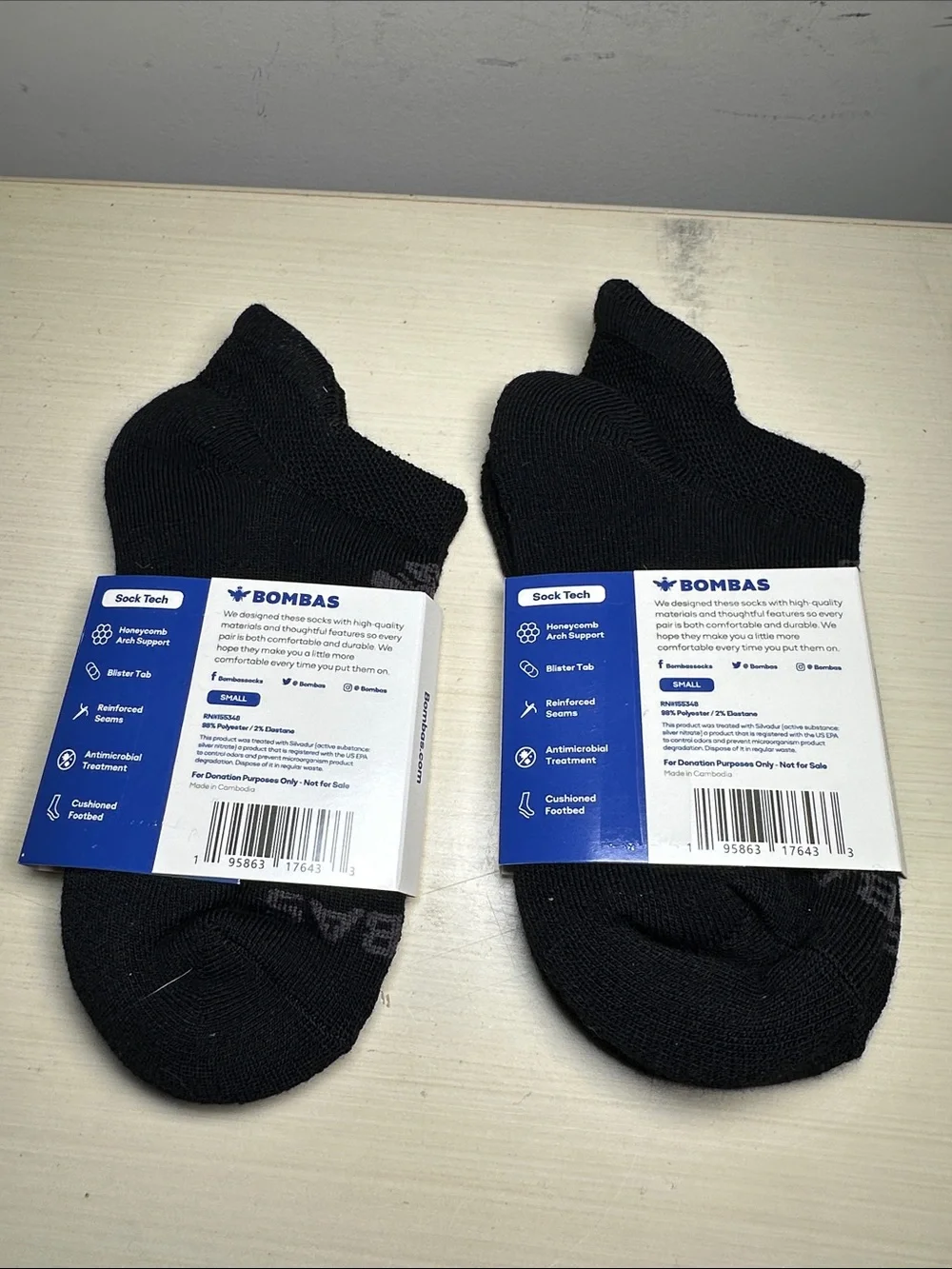 Bombas Womens new No-Show Athletic Socks - Black (2 Pack)